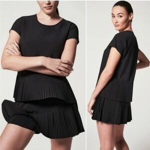 Spanx Black Pleated Hem Top